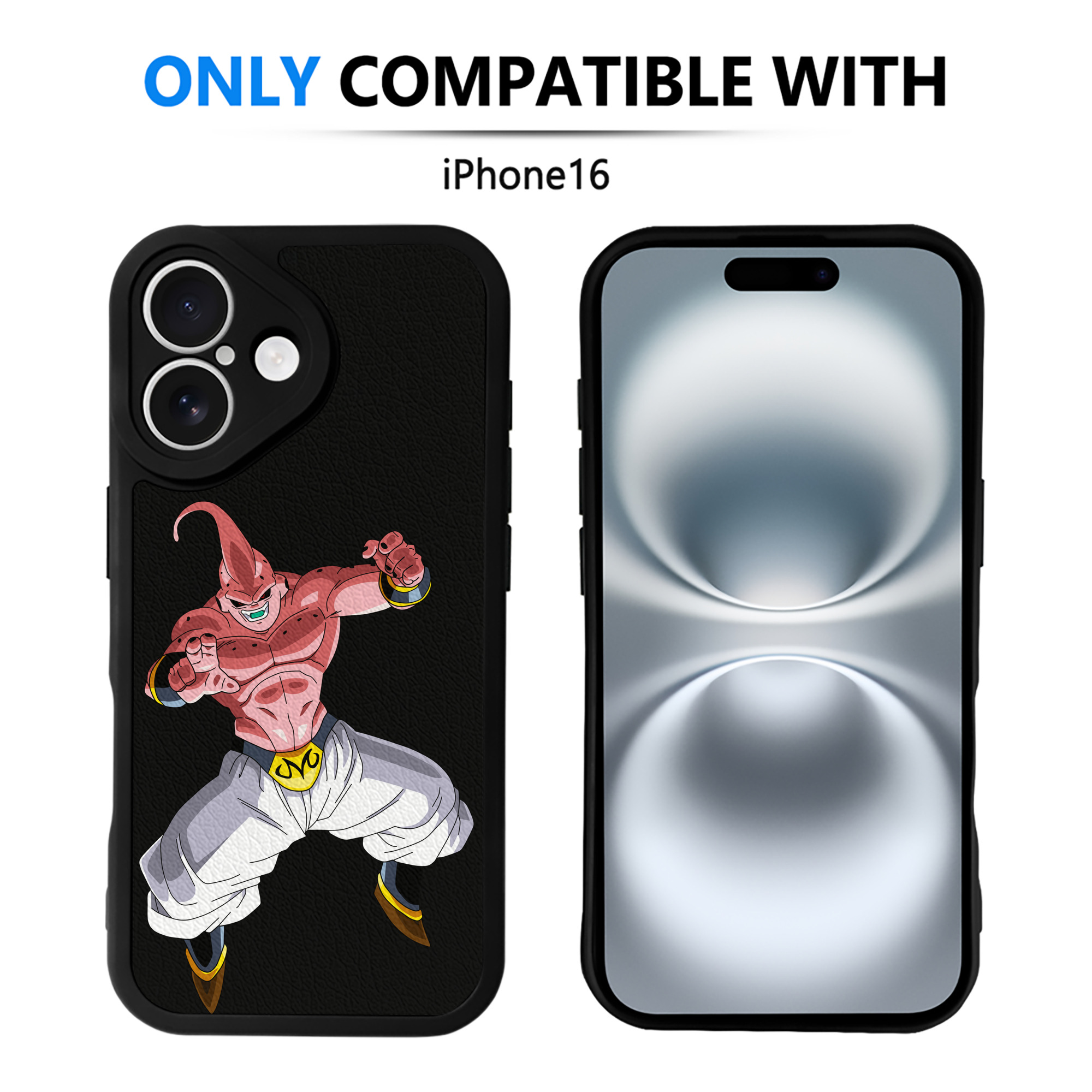 （画像用） ドラゴンボール 魔人ブウ DRAGON BALL Majin Buu 【iPhone 16シリーズ対応】シリコンスマホケース（レザー調） 材質：シリコン